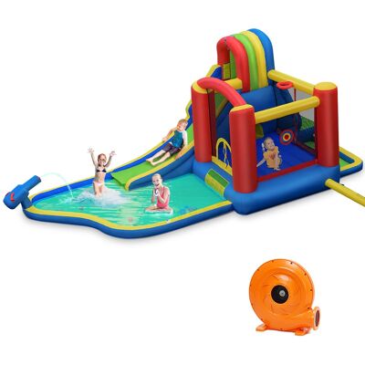 Costway - Inflatable Kid Bounce House Slide Climbing Splash Pool Jumping Castle - Multicolor Costway - Inflatable Kid Bounce House Slide Climbing Splash Pool Jumping Castle - Multicolor
