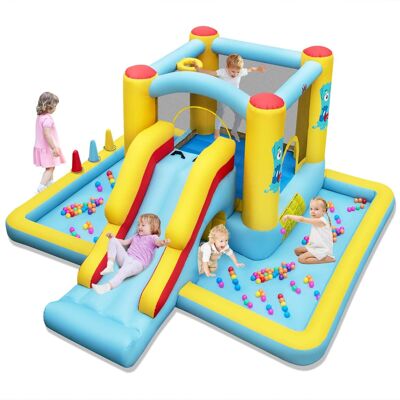 Costway - Inflatable Bounce House with Slide Jumping Area Tunnel Ball Pit Blower Excluded - Multicolor Costway - Inflatable Bounce House with Slide Jumping Area Tunnel Ball Pit Blower Excluded - Multicolor