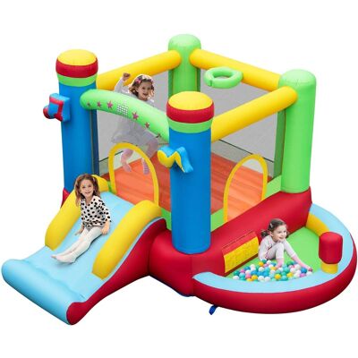 Costway - Bountech Inflatable Bounce House Kids Music-Themed Castle with Jumping Area without Blower - Multicolor Costway - Bountech Inflatable Bounce House Kids Music-Themed Castle with Jumping Area without Blower - Multicolor