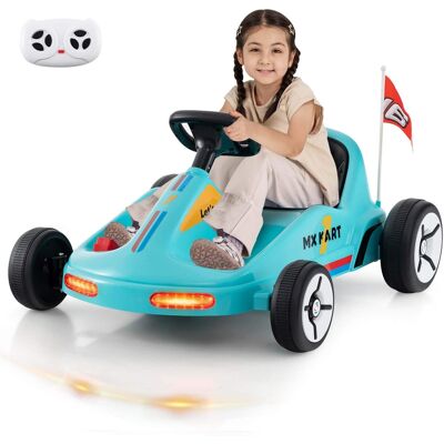 Costway - 12V Kids Electric Go Kart 7AH Battery Powered Ride on Race Toy with Remote Control - Blue Costway - 12V Kids Electric Go Kart 7AH Battery Powered Ride on Race Toy with Remote Control - Blue