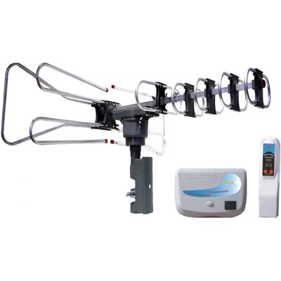 Naxa - Outdoor High-Powered Amplified Motorized TV Antenna for HDTV, ATSC Digital, 40-50 Mile Range - Silver Naxa - Outdoor High-Powered Amplified Motorized TV Antenna for HDTV, ATSC Digital, 40-50 Mile Range - Silver