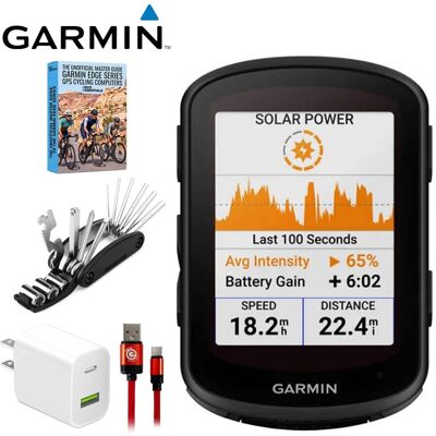 Garmin - Edge 840 Solar, GPS Cycling Computer, Device Only +Deco Gear Master Guide Bundle - Black Garmin - Edge 840 Solar, GPS Cycling Computer, Device Only +Deco Gear Master Guide Bundle - Black