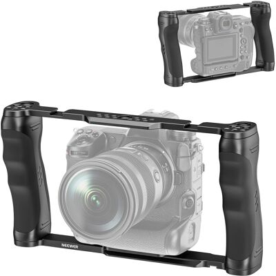 Neewer - Universal Camera Cage with Arca Base & Dual Grips, 15mm Rods, CA016 - Black Neewer - Universal Camera Cage with Arca Base & Dual Grips, 15mm Rods, CA016 - Black