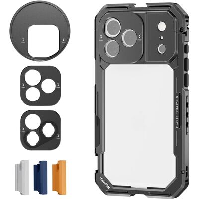 Neewer - iPhone 17 Pro Max Video Cage Rig - with 67mm Filter Ring, 17mm Lens Mount & Quick Release System - Black Neewer - iPhone 17 Pro Max Video Cage Rig - with 67mm Filter Ring, 17mm Lens Mount & Quick Release System - Black