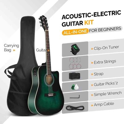 Winado - Full Size 6 Strings Acoustic Electric Guitar Beginner Kit, Cutaway 41 Inch Electric Acoustic Guitar w/Inbuilt Tuner, Bag Winado - Full Size 6 Strings Acoustic Electric Guitar Beginner Kit, Cutaway 41 Inch Electric Acoustic Guitar w/Inbuilt Tuner, Bag