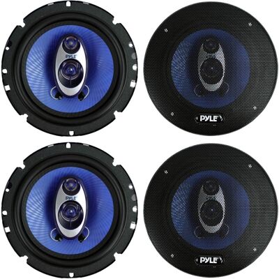 Pyle - PL63BL 6.5" 720 Watt 3-Way Car Audio Coaxial Speakers Blue Stereo - Black Pyle - PL63BL 6.5" 720 Watt 3-Way Car Audio Coaxial Speakers Blue Stereo - Black