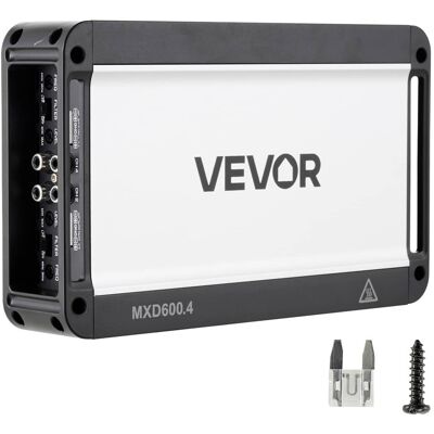 VEVOR - 4 Channel Car Audio Amplifier 2 Ohm Stable Bridgeable Class D Full Range Amp Max Power 4 x 420W @ 4 Ohm / 4 x 600W - Sandblasted Black VEVOR - 4 Channel Car Audio Amplifier 2 Ohm Stable Bridgeable Class D Full Range Amp Max Power 4 x 420W @ 4 Ohm / 4 x 600W - Sandblasted Black