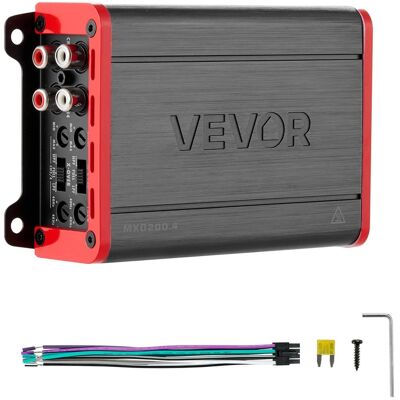 VEVOR - 4 Channel Car Audio Amplifier 2 Ohm Stable Bridgeable Class D Full Range Amp Max Power 4 x 120W @ 4 Ohm / 4 x 200W - Titanium Gray VEVOR - 4 Channel Car Audio Amplifier 2 Ohm Stable Bridgeable Class D Full Range Amp Max Power 4 x 120W @ 4 Ohm / 4 x 200W - Titanium Gray