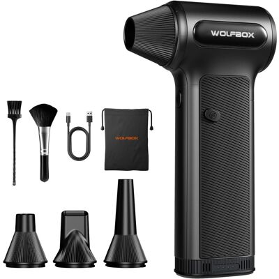 WOLFBOX - Electric Air Duster with Removable Battery, Cordless Compressed Air Duster, Multi-Nozzle Cleaner for PC, Car & Home - Black WOLFBOX - Electric Air Duster with Removable Battery, Cordless Compressed Air Duster, Multi-Nozzle Cleaner for PC, Car & Home - Black