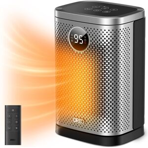 DREO - 10 in. 1500-Watt Ceramic Electric Convection Personal Indoor Space Heater with Remote - Silver DREO - 10 in. 1500-Watt Ceramic Electric Convection Personal Indoor Space Heater with Remote - Silver