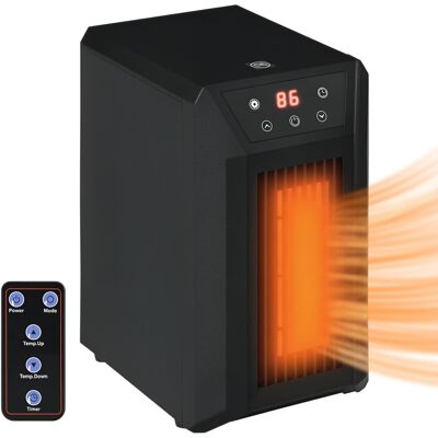 Homcom - Electric Space Heater for Indoor Use, 1500W Fast Heating Portable Electric Heater with Infrared Quartz Heat Element - Black Homcom - Electric Space Heater for Indoor Use, 1500W Fast Heating Portable Electric Heater with Infrared Quartz Heat Element - Black