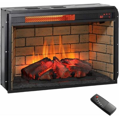 RYHNUYNE - 26 Inch Infrared Quartz Heater Fireplace Insert – Woodlog Version with Brick Design for TV Stand, Fireplace Cabinet - Antique Black RYHNUYNE - 26 Inch Infrared Quartz Heater Fireplace Insert – Woodlog Version with Brick Design for TV Stand, Fireplace Cabinet - Antique Black