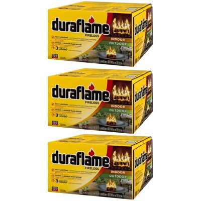 Duraflame - 4.5lb Indoor Outdoor Fireplace Fire Pit Firelog, 3 Hr Burn Time, 18 Pk Duraflame - 4.5lb Indoor Outdoor Fireplace Fire Pit Firelog, 3 Hr Burn Time, 18 Pk
