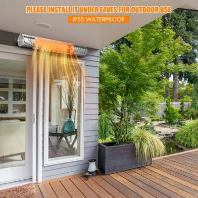 LUCKY ONE - 1500W Indoor Outdoor Infrared Heater with Remote - 2 Power Settings IP55 Waterproof - Silver LUCKY ONE - 1500W Indoor Outdoor Infrared Heater with Remote - 2 Power Settings IP55 Waterproof - Silver