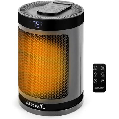 SereneLife - SLSPCHTR3GY Portable Space Heater, 1500W PTC Ceramic, Thermostat, Remote, Oscillation - Gray SereneLife - SLSPCHTR3GY Portable Space Heater, 1500W PTC Ceramic, Thermostat, Remote, Oscillation - Gray