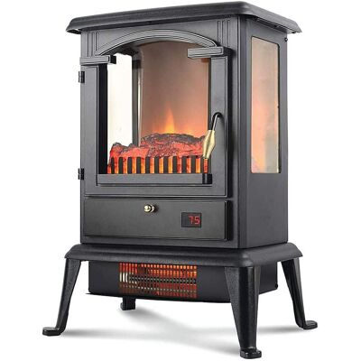 Lifesmart - 3 Sided Flame View Infrared Heater Stove - Black Lifesmart - 3 Sided Flame View Infrared Heater Stove - Black
