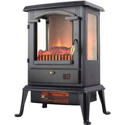 Lifesmart - 3 Sided Flame View Infrared Heater Stove - Black Lifesmart - 3 Sided Flame View Infrared Heater Stove - Black