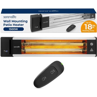 SereneLife - Infrared Patio Heater, Wall-Mounted, 1500W, Odorless, Remote Control, Indoor/Outdoor Use - SLOHT26 - Black SereneLife - Infrared Patio Heater, Wall-Mounted, 1500W, Odorless, Remote Control, Indoor/Outdoor Use - SLOHT26 - Black