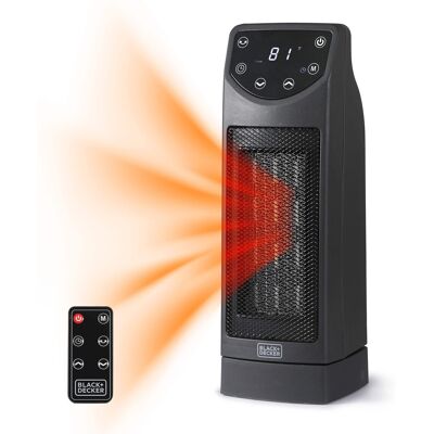 Black & Decker - Oscillating Ceramic Desktop Heater with Remote, 1500W Space Heater and Fan Combo - Black Black & Decker - Oscillating Ceramic Desktop Heater with Remote, 1500W Space Heater and Fan Combo - Black
