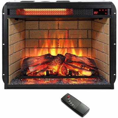 RYHNUYNE - 23 Inch Infrared Quartz Heater Fireplace Insert – Woodlog Version with Brick Design for TV Stand, Fireplace Cabinet - Antique Black RYHNUYNE - 23 Inch Infrared Quartz Heater Fireplace Insert – Woodlog Version with Brick Design for TV Stand, Fireplace Cabinet - Antique Black
