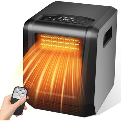 OSTBA - 6-Element Infrared Cabinet Heater, 1500W Space Heater for Indoor Use, Box Heater with Thermostat 41–95°F, ECO Mode - Black OSTBA - 6-Element Infrared Cabinet Heater, 1500W Space Heater for Indoor Use, Box Heater with Thermostat 41–95°F, ECO Mode - Black