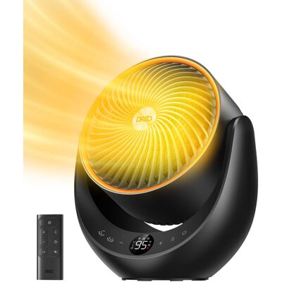 DREO - 13 in. Portable 3D Osc Ceramic Convection Electric Space Table Heater, w/Remote, 3-Modes, for Bedroom - Black DREO - 13 in. Portable 3D Osc Ceramic Convection Electric Space Table Heater, w/Remote, 3-Modes, for Bedroom - Black