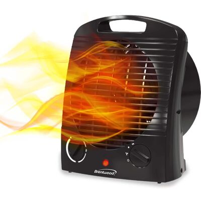 Brentwood - 1500-Watt Portable Electric Space Heater and Fan in Black Brentwood - 1500-Watt Portable Electric Space Heater and Fan in Black