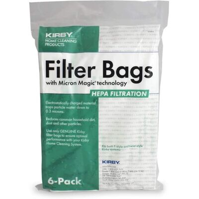 Kirby - MicroAllergen Plus HEPA Filter Bags for F-Style & Twist-Style Vacuums - 6 Pack - White Kirby - MicroAllergen Plus HEPA Filter Bags for F-Style & Twist-Style Vacuums - 6 Pack - White