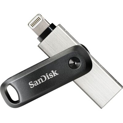 SanDisk - iXpand Flash Drive Go 128GB USB 3.0 Type-A to Apple Lightning for iPhone & iPad - Black / Silver SanDisk - iXpand Flash Drive Go 128GB USB 3.0 Type-A to Apple Lightning for iPhone & iPad - Black / Silver