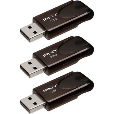 PNY - 32GB Attaché 4 Type A USB 2.0 Flash Drive 3-Pack - Black PNY - 32GB Attaché 4 Type A USB 2.0 Flash Drive 3-Pack - Black