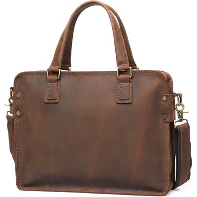 Steel Horse Leather - The Viggo Briefcase Genuine Leather Messenger Bag - Brown Steel Horse Leather - The Viggo Briefcase Genuine Leather Messenger Bag - Brown
