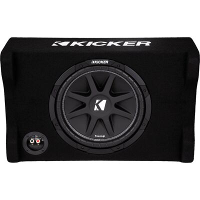 Kicker - Comp Down-Firing 12" Single-Voice-Coil 4-Ohm Loaded Subwoofer Enclosure - Black Kicker - Comp Down-Firing 12" Single-Voice-Coil 4-Ohm Loaded Subwoofer Enclosure - Black