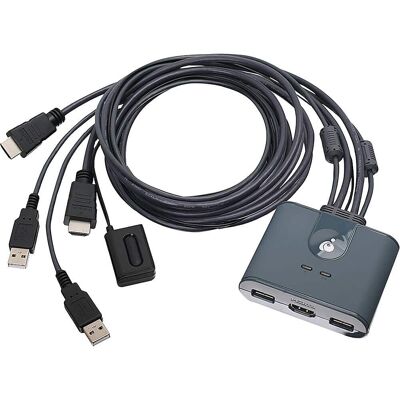 IOGear - 2-Port Full HD KVM Switch with HDMI and USB Connections - Gray IOGear - 2-Port Full HD KVM Switch with HDMI and USB Connections - Gray