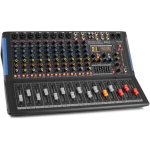 Pyle - 12-Channel Console Style Audio Mixer with Bluetooth - DJ Sound Controller, 8 XLR / Combo Inputs, Sub Out - Black Pyle - 12-Channel Console Style Audio Mixer with Bluetooth - DJ Sound Controller, 8 XLR / Combo Inputs, Sub Out - Black