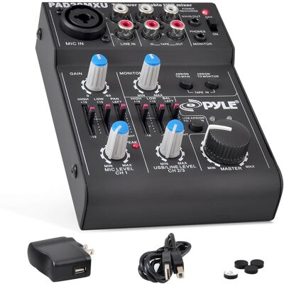 Pyle - 5-Channel Rechargeable Mini Portable Audio Mixer – Compact Music Mixer DJ Controller with USB Interface Pyle - 5-Channel Rechargeable Mini Portable Audio Mixer – Compact Music Mixer DJ Controller with USB Interface