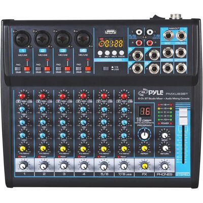 Pyle - 8-Channel Bluetooth Pro Audio DJ Sound Mixer - Black Pyle - 8-Channel Bluetooth Pro Audio DJ Sound Mixer - Black