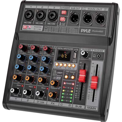 Pyle - Professional DJ Audio Mixer - 3-Channel Controller with 16 Preset DSP Effects - USB Interface - 3 Mic/Line Inputs - Black Pyle - Professional DJ Audio Mixer - 3-Channel Controller with 16 Preset DSP Effects - USB Interface - 3 Mic/Line Inputs - Black