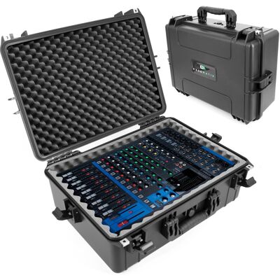 CASEMATIX - Waterproof Mixer Carry Case Fits with Yamaha MG12XU 12 Channel DJ Mixer and More Mixers up to 17" x 12.1" x 5" - Black CASEMATIX - Waterproof Mixer Carry Case Fits with Yamaha MG12XU 12 Channel DJ Mixer and More Mixers up to 17" x 12.1" x 5" - Black