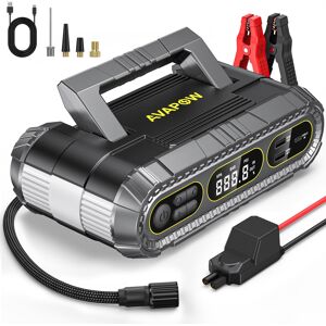 AVAPOW - 2000A Portable Car Jump Starter with 150PSI Air Compressor, 16000mAh Power Bank and LED Light AVAPOW - 2000A Portable Car Jump Starter with 150PSI Air Compressor, 16000mAh Power Bank and LED Light