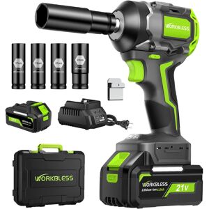 Unique Bargains - 1/2″ Cordless Impact Wrench Kit, Max 850Nm, 20V 4Ah Battery, 3-Speed, 4 Sockets, LED Light, for Car Tire, Mower Unique Bargains - 1/2″ Cordless Impact Wrench Kit, Max 850Nm, 20V 4Ah Battery, 3-Speed, 4 Sockets, LED Light, for Car Tire, Mower