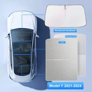 TopFit - 3PCS Tesla Model Y 2021-2024 Foldable Windshield & Roof Sunshade Set, Split Design, No-Sag, Interior UV Protection TopFit - 3PCS Tesla Model Y 2021-2024 Foldable Windshield & Roof Sunshade Set, Split Design, No-Sag, Interior UV Protection