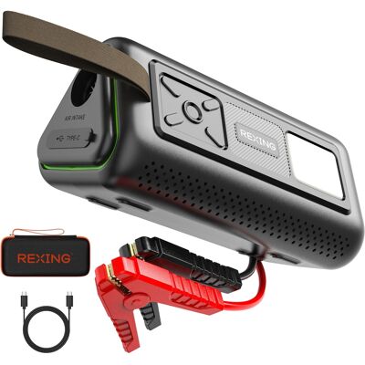 Rexing - 3-in-1 Jump Starter, Tire Inflator & Air Blower, 1500A Peak 12V Car Battery Booster for 6L Gas/3L Diesel Engines Rexing - 3-in-1 Jump Starter, Tire Inflator & Air Blower, 1500A Peak 12V Car Battery Booster for 6L Gas/3L Diesel Engines