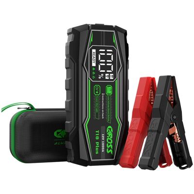 CAROSS - T18 Plus Portable Car Jump Starter 1000 Amp Peak, USB Power Bank, Jumper Clamps, LED Light, QC Fast Charger CAROSS - T18 Plus Portable Car Jump Starter 1000 Amp Peak, USB Power Bank, Jumper Clamps, LED Light, QC Fast Charger