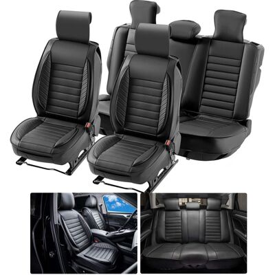 VEVOR - Seat Covers, Universal Car Seat Covers Full Set Seats, Front and Rear Seat, 9pcs Faux Leather Seat Cover, Semi-enclosed - Black VEVOR - Seat Covers, Universal Car Seat Covers Full Set Seats, Front and Rear Seat, 9pcs Faux Leather Seat Cover, Semi-enclosed - Black