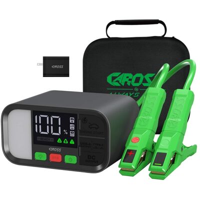 CAROSS - T19SC Portable Car Jump Starter, USB Power Bank, 1600-Amp Peak, Smart Jumper Clamps, LED Light, PD Fast Charger CAROSS - T19SC Portable Car Jump Starter, USB Power Bank, 1600-Amp Peak, Smart Jumper Clamps, LED Light, PD Fast Charger