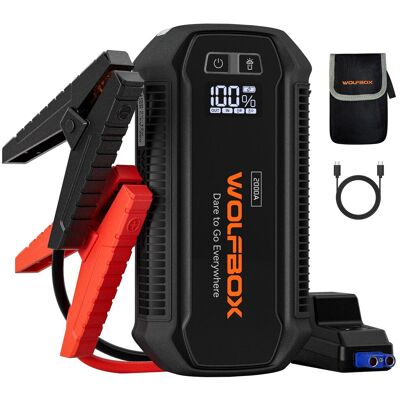 WOLFBOX - JS12 Jump Starter, Portable 2000A Battery Jump Box Pack, Car Battery Booster with 7L Gas / 6L Diesel Engine (No Adapter) WOLFBOX - JS12 Jump Starter, Portable 2000A Battery Jump Box Pack, Car Battery Booster with 7L Gas / 6L Diesel Engine (No Adapter)