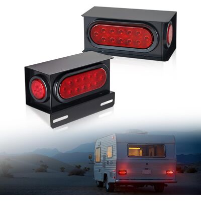 VEVOR - Trailer Lights, 10-30V LED Trailer Tail Lights Kit with Stop Brake Turn Tail Clearance (Side) Lamp, for Truck Camper RV - Red + black VEVOR - Trailer Lights, 10-30V LED Trailer Tail Lights Kit with Stop Brake Turn Tail Clearance (Side) Lamp, for Truck Camper RV - Red + black