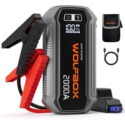 WOLFBOX - 2000A Car Jump Starter, Portable Battery Booster Pack, 12V Power Bank for 7L Gas & 6L Diesel Engines WOLFBOX - 2000A Car Jump Starter, Portable Battery Booster Pack, 12V Power Bank for 7L Gas & 6L Diesel Engines