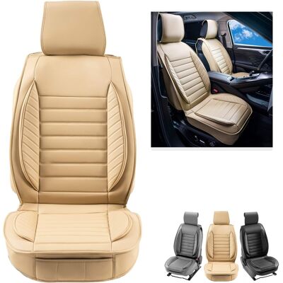 VEVOR - Seat Covers, Universal Car Seat Covers Front Seats,2pcs Faux Leather Seat Cover,Semi-enclosed Design,Detachable Headrest - Beige VEVOR - Seat Covers, Universal Car Seat Covers Front Seats,2pcs Faux Leather Seat Cover,Semi-enclosed Design,Detachable Headrest - Beige