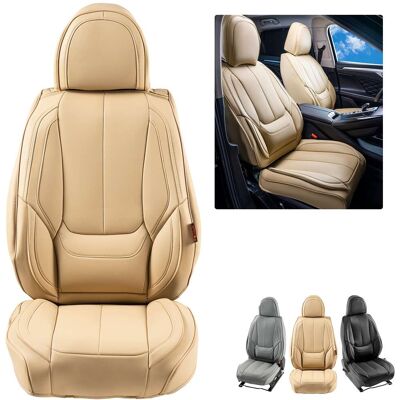 VEVOR - Seat Covers, Universal Car Seat Covers Front Seats,6pcs Faux Leather Seat Cover,Full Enclosed Design,Detachable Headrest - Beige VEVOR - Seat Covers, Universal Car Seat Covers Front Seats,6pcs Faux Leather Seat Cover,Full Enclosed Design,Detachable Headrest - Beige